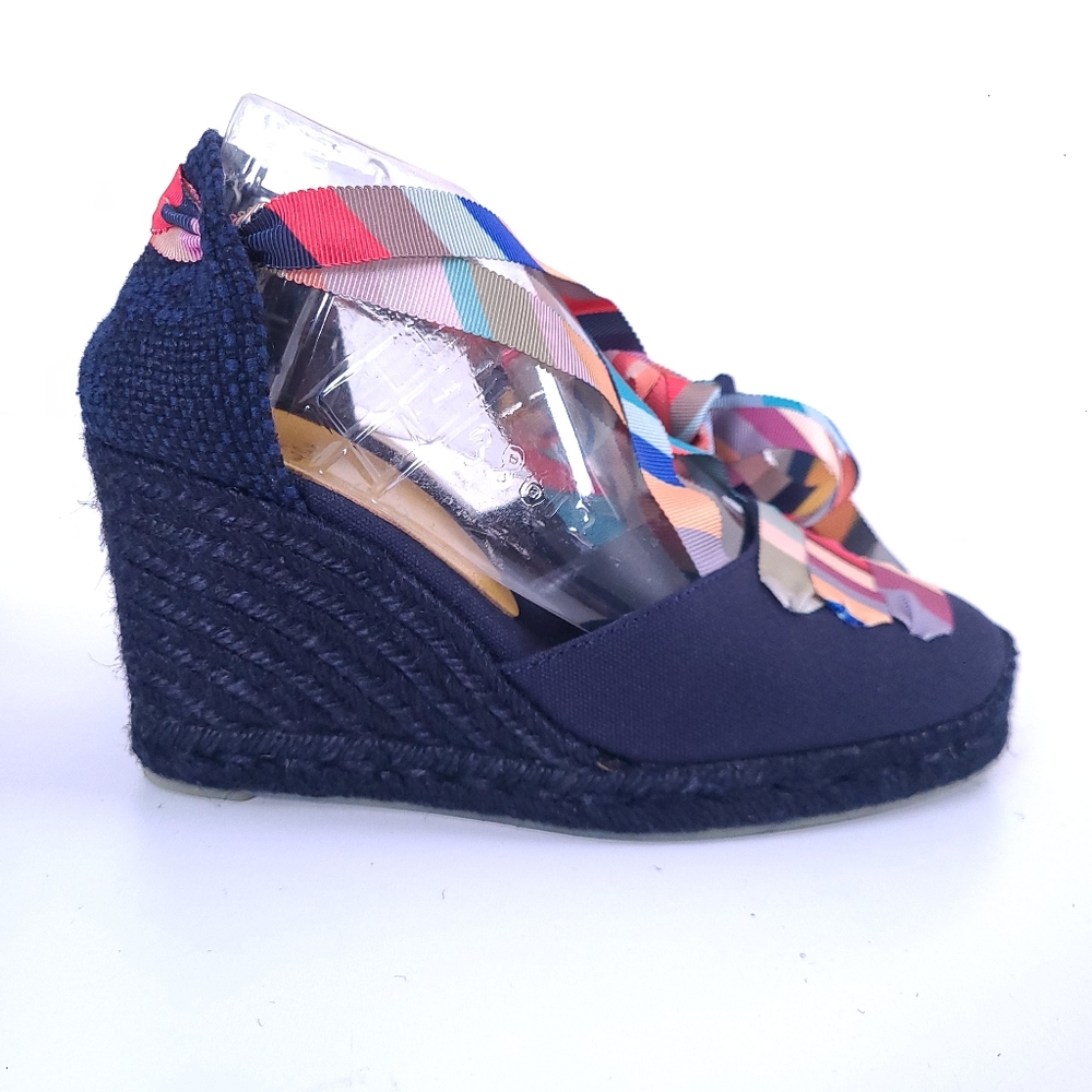 Castaner x Paul Smith Coralia Espadrille Wedge Ribbon Lace Shoes 37 Size 6.5 US - Picture 9 of 12